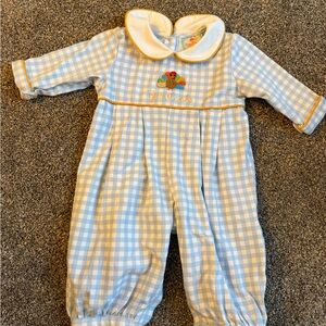 Blue and White Checkered Baby Romper